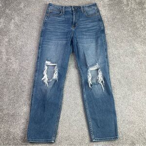 Hollister Mom Jeans Women's 26X25 Blue Straight Ultra High Rise Medium Denim
